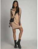 Insulated sports dress with a hood, beige FI558 - Online store - Boutique